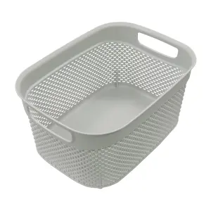 JVL Droplette Plastic Storage Basket, Ice Grey