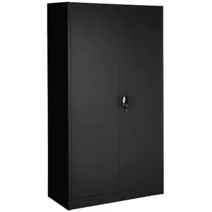 2x Filing cabinet with 5 shelves - black