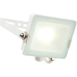 Outdoor IP65 Waterproof Floodlight - 20W Cool White LED - Matt White Aluminium