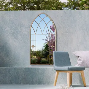 MirrorOutlet Chelsea Metal Arch shaped Decorative Window Gothic Garden Mirror 90cm X 50cm