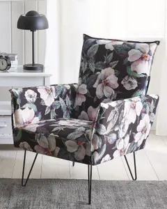 Beliani Modern Armchair RIBE Fabric Black