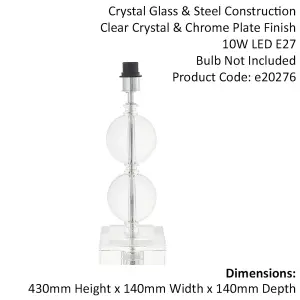 Crystal Glass Sphere Table Lamp Light Base - Chrome Plated Metalwork - BASE ONLY