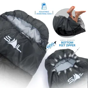 SAIL XL Sleeping Bag Extra Wide for Big & Tall Person 3-4 Season - Black