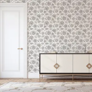 Soft Jacobean Trail Soft Grey Wallpaper