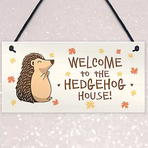 Welcome Hedgehog Sign Hanging Garden Shed Plaque Hedgehog Gift Family Gift Home Decor Plaque