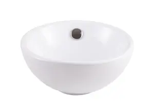 GoodHome Blanca Gloss White Round Counter top Basin (W)31cm