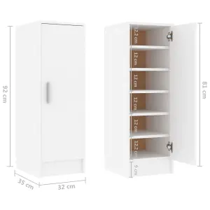 Berkfield Shoe Cabinet White 32x35x92 cm Engineered Wood