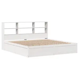 Berkfield Bed Frame without Mattress White 180x200 cm Super King Solid Wood Pine