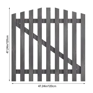 Grey 120x120cm Outdoor Wooden Garden Gate Spruce Wood Fence Door with Door Bolt