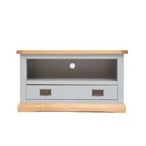 Bomporto Light Grey 1 Drawer TV Cabinet Brass Drop Handle