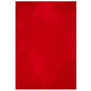 Rug HUARTE Short Pile Soft and Washable Red 140x200 cm