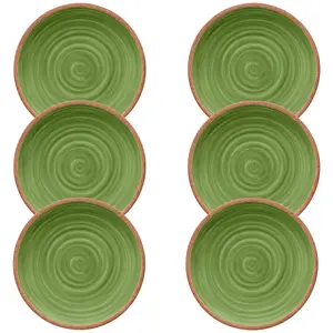 Purely Home Rustic Swirl Green Melamine Dinner Plates - Set of 6