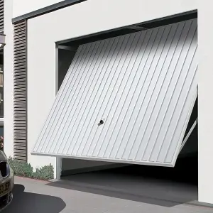 Regency Standard size Vertically ribbed White Up & over Unglazed Garage door, (H)2134mm (W)2261mm