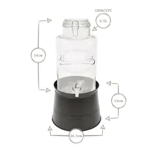 Rink Drink Glass Drinks Dispenser with Tap & Black Bucket Stand - 6.5L