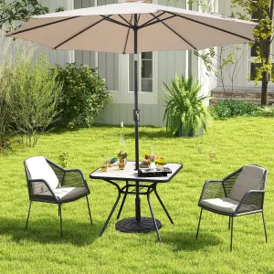 Costway Outdoor Dining Table Patio Bistro Table w/ 42mm Umbrella Hole for 4 Persons