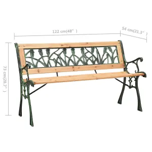 Berkfield Garden Bench 122 cm Cast Iron and Solid Firwood