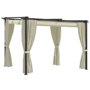 Berkfield Gazebo with Curtains 3x3 m Cream Steel