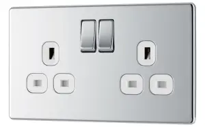 Colours Chrome Double 13A Socket & White inserts