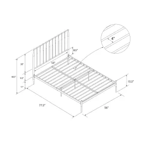 Giulia Modern Metal Bed White, Double