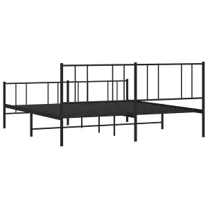 Berkfield Metal Bed Frame with Headboard and Footboard Black 200x200 cm