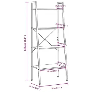 Berkfield 4-Tier Standing Shelf Dark Brown and Black 56x35x140 cm