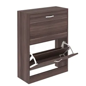 Vida Designs 2 Drawer Shoe Storage Cabinet Walnut