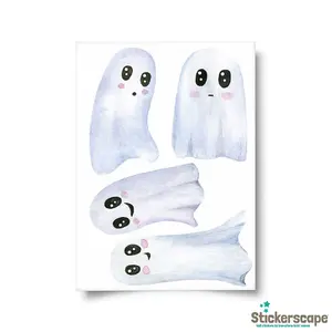 Cute White Ghosts Window Sticker Pack