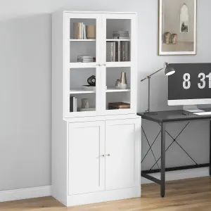 HOMCOM Modern Bookcase Display Storage Cabinet w/ Doors Adjustable Shelves