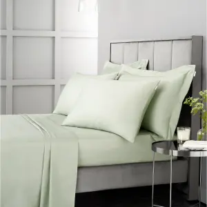 Bianca Fine Linens Bedroom 400 Thread Count Cotton Sateen Flat Sheet Green