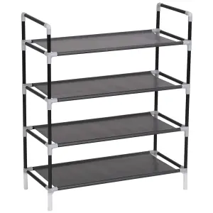 Berkfield Shoe Rack with 4 Shelves Metal and Non-woven Fabric Black