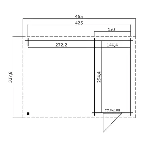 Lasita Osland Wibo Log Cabin with Veranda - 4.25m x 3m - Patio Canopy Area