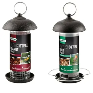 Gardman Black Metal Steel Peanut & Seed Wild Bird Hanging Garden Feeder A01171