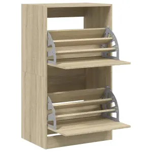 Berkfield Shoe Cabinet with 2 Flip-Drawers Sonoma Oak 60x42x108 cm