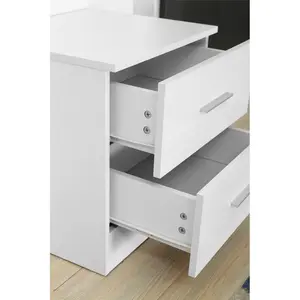 Eva 2 Drawer Bedside Table Matte White/Gloss White