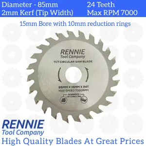 85mm x 24T TCT Circular Wood Saw Blades Fits Bosch, Festool, Makita, Worx, Balck & Decker etc