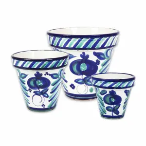 Granada Hand Painted White Set of 3 Outdoor Garden Classic Pots (D) 16-29cm