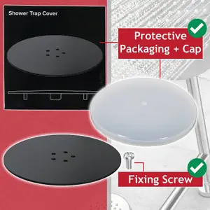 SPARES2GO 110mm Luxury Plug Cover for Shower Trap with 90mm Tray (Matt Black)