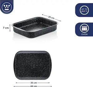 Westinghouse Non Stick Roasting Tin - 35 cm Roasting Tray Oven Dish - Black Marble