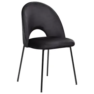 Set of 2 Dining Chairs COVELO Velvet Black