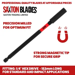 1x Saxton 152mm Long Impact Duty Srewdriver Drill Strong Magnetic Bit Holder