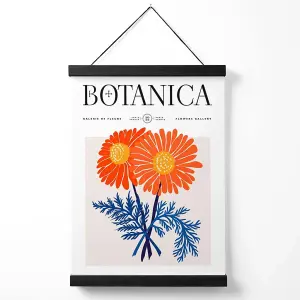 Blue and Orange Chrysanthemum Flower Market Exhibition Medium Poster with Black Hanger