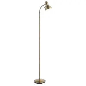 Luminosa Amalfi LED 1 Light Floor Lamp Antique Brass, Gloss White Paint, GU10