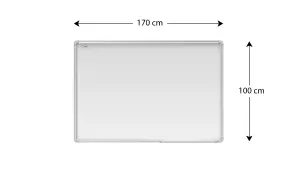 ALLboards Whiteboard dry erase ceramic surface aluminium frame 170x100 cm P3