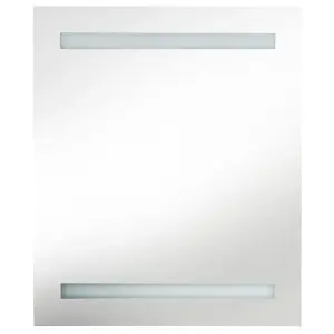 Berkfield LED Bathroom Mirror Cabinet White and Oak 50x14x60 cm