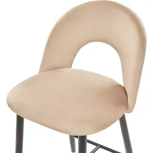 Set of 2 Bar Chairs FALTON Velvet Beige