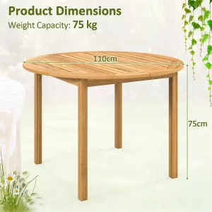 Costway Round Outdoor Dining Table Acacia Wood 4-Person Large Dining Table