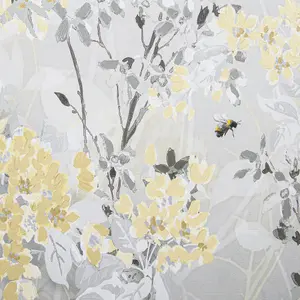 Laura Ashley Spring Blossoms Floral Grey & Yellow Canvas art (H)80cm x (W)60cm