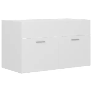 Berkfield Sink Cabinet with Built-in Basin White Engineered Wood