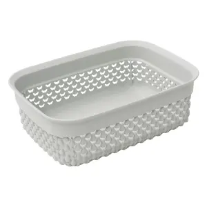 JVL Droplette Design Set of 3 Rectangular Plastic Storage, 3 Sizes, Grey