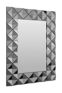 Interiors by Premier 3D Geometric Wall Mirror For Livingroom, Modern Rectangular Accent Mirror For Bedroom